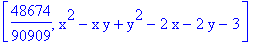 [48674/90909, x^2-x*y+y^2-2*x-2*y-3]